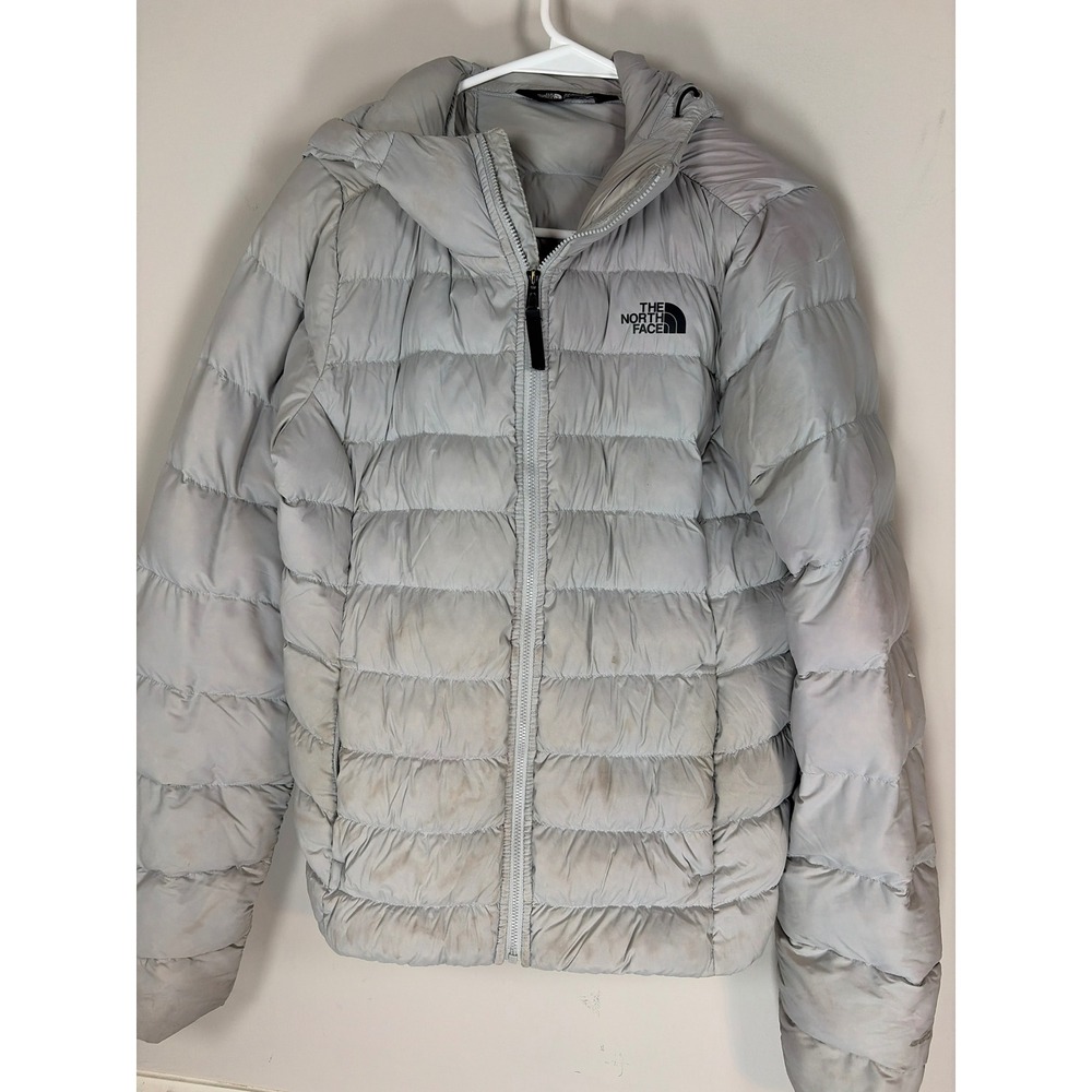 The North Face Womens 550 Down Puffer Jacket Grey Hooded NF0A2TDN Size S
